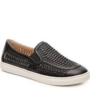 J/Slides Cut-up Slip-on Black Leather Sneaker